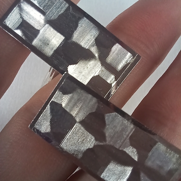 Silver Rectangle Cuff Links. - Picture 2 of 6